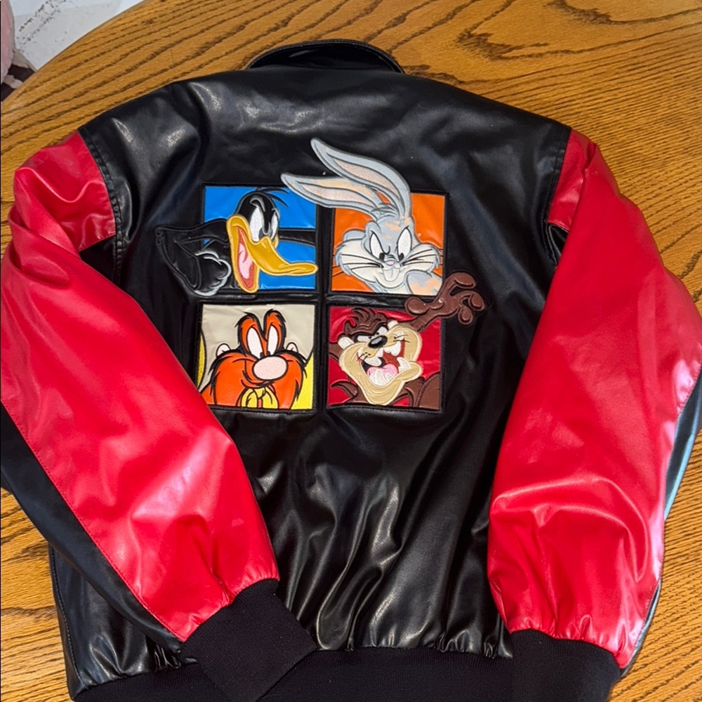 Vintage Looney Tunes Leather Jacket y2k